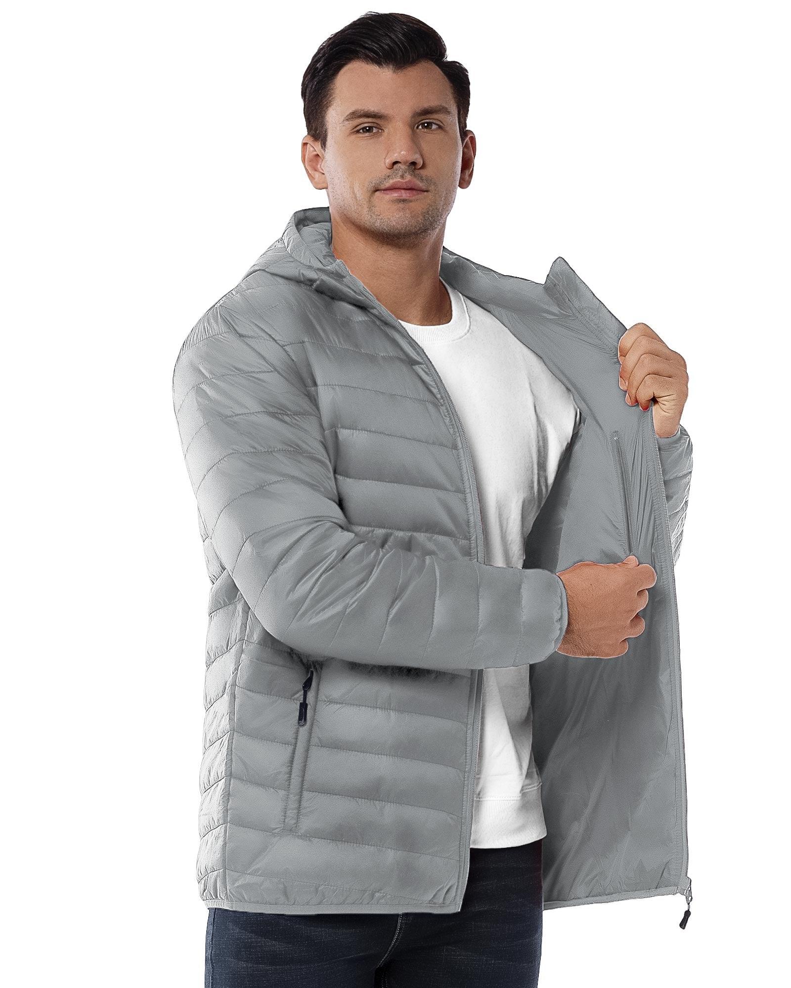 Men's 1.28lb Packable Insulated Jacket with Hood and 3 Pockets - 33,000ft