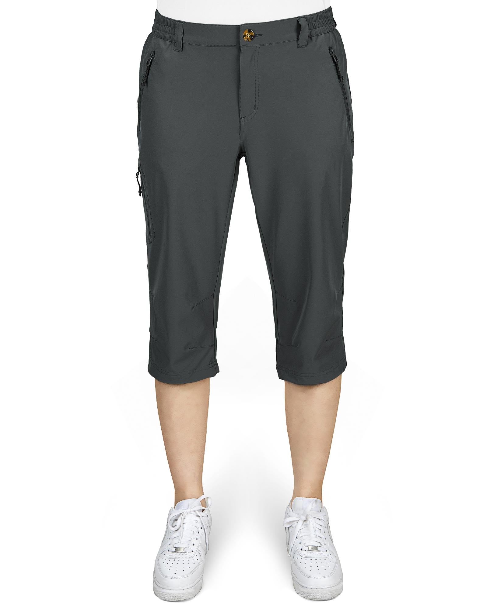 Women's UPF 50+ Button-Waist 17" Capri Golf Pants with 4 Pockets