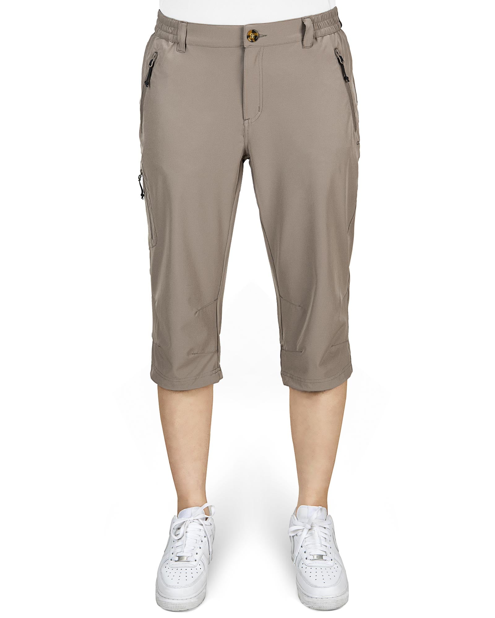 Women's UPF 50+ Button-Waist 17" Capri Golf Pants with 4 Pockets