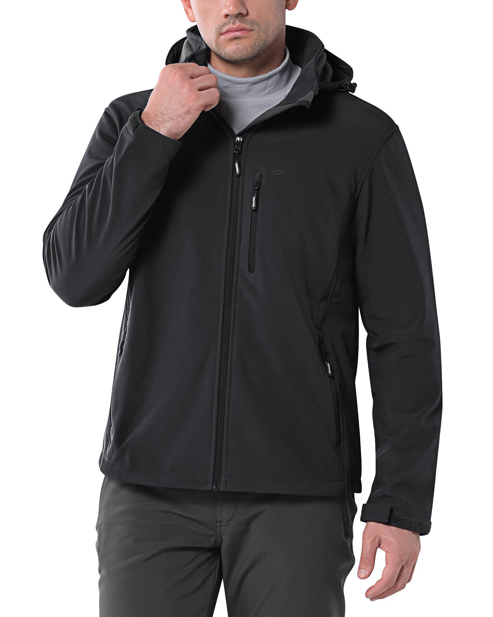 Men's Softshell Jacket with Hood Fleece Lined Windbreaker