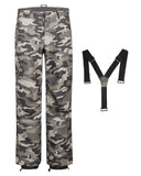 Men's Ski Bibs Waterproof Snow Pants Windproof Snowboarding Overalls Pants with Detachable Suspenders Black