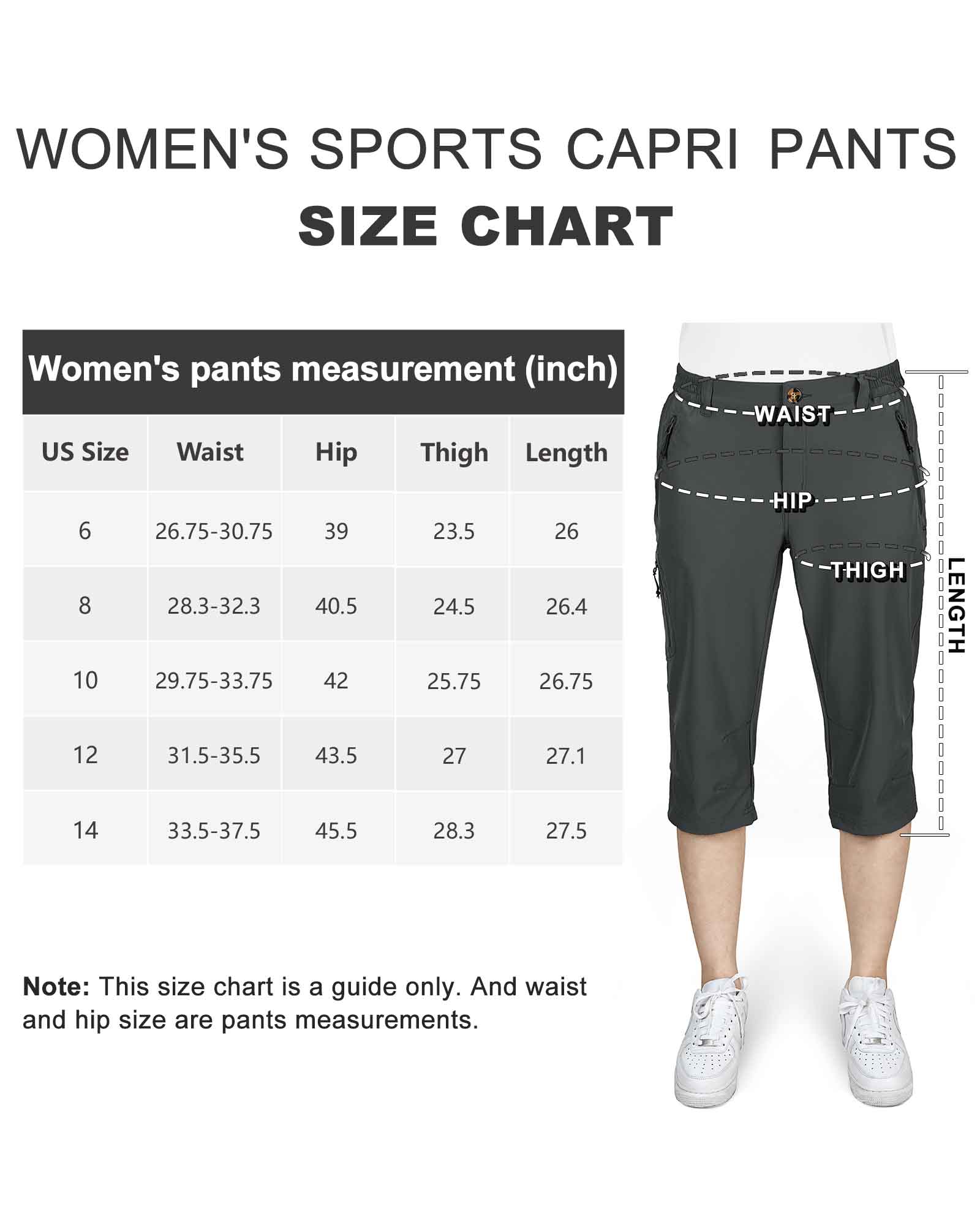 Women's UPF 50+ Button-Waist 17" Capri Golf Pants with 4 Pockets