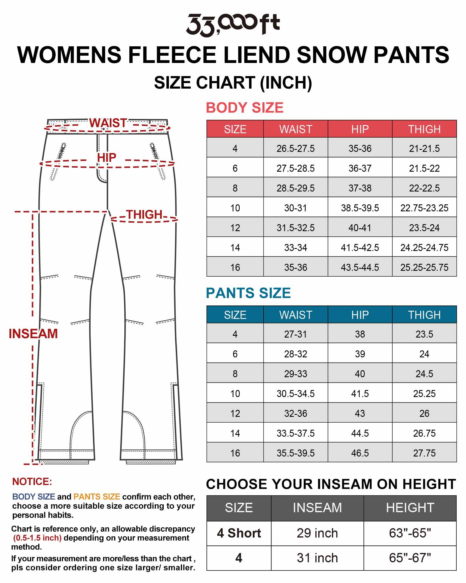Women's Softshell Insulated Snow Pants with Boot Gaiters: 8000mm W/P Index - 33,000ft