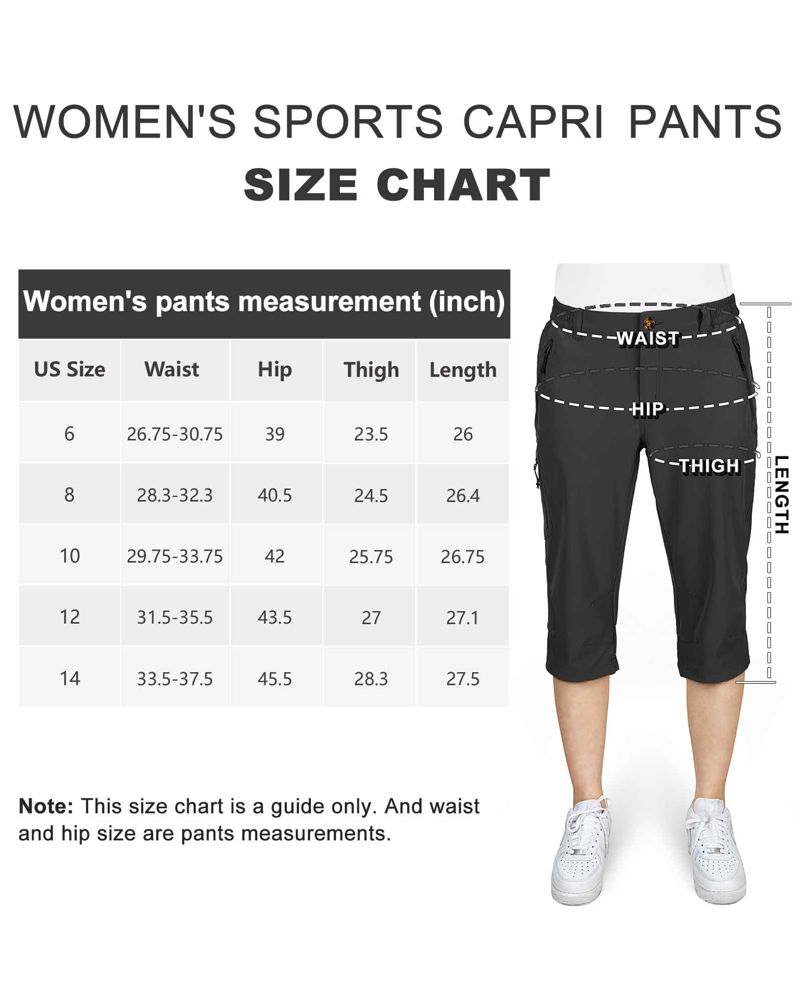 Women's UPF 50+ Button-Waist 17" Capri Golf Pants with 4 Pockets