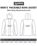 0.70 lbs 5000mm W/P Index 5000 Level Breathable Men's Packable Rain Shell Jacket with 4 Pockets