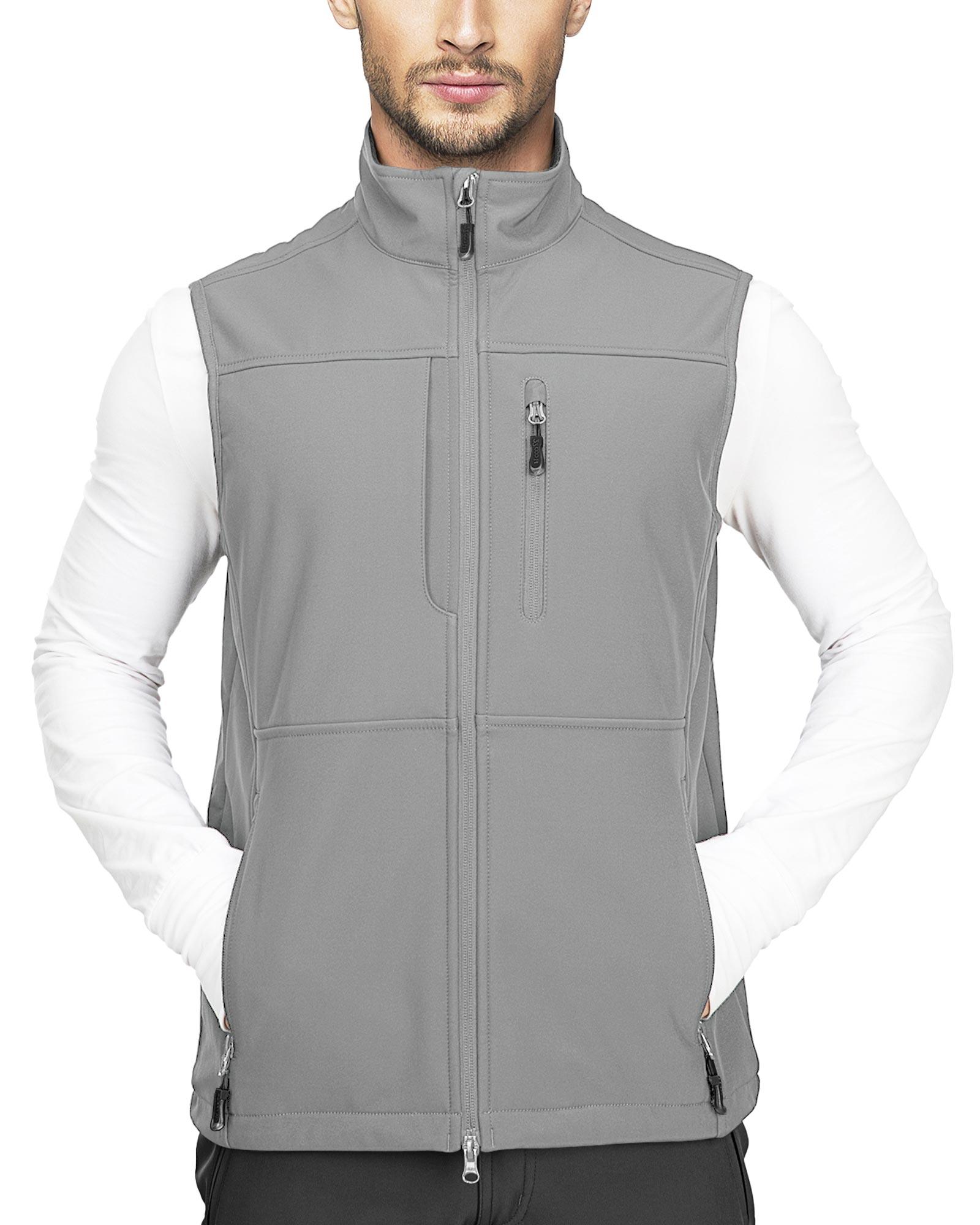 1.2 lbs 8000mm W/P Index Men's Softshell Fleece Lined Vest Outerwear with 7 Pockets - 33,000ft