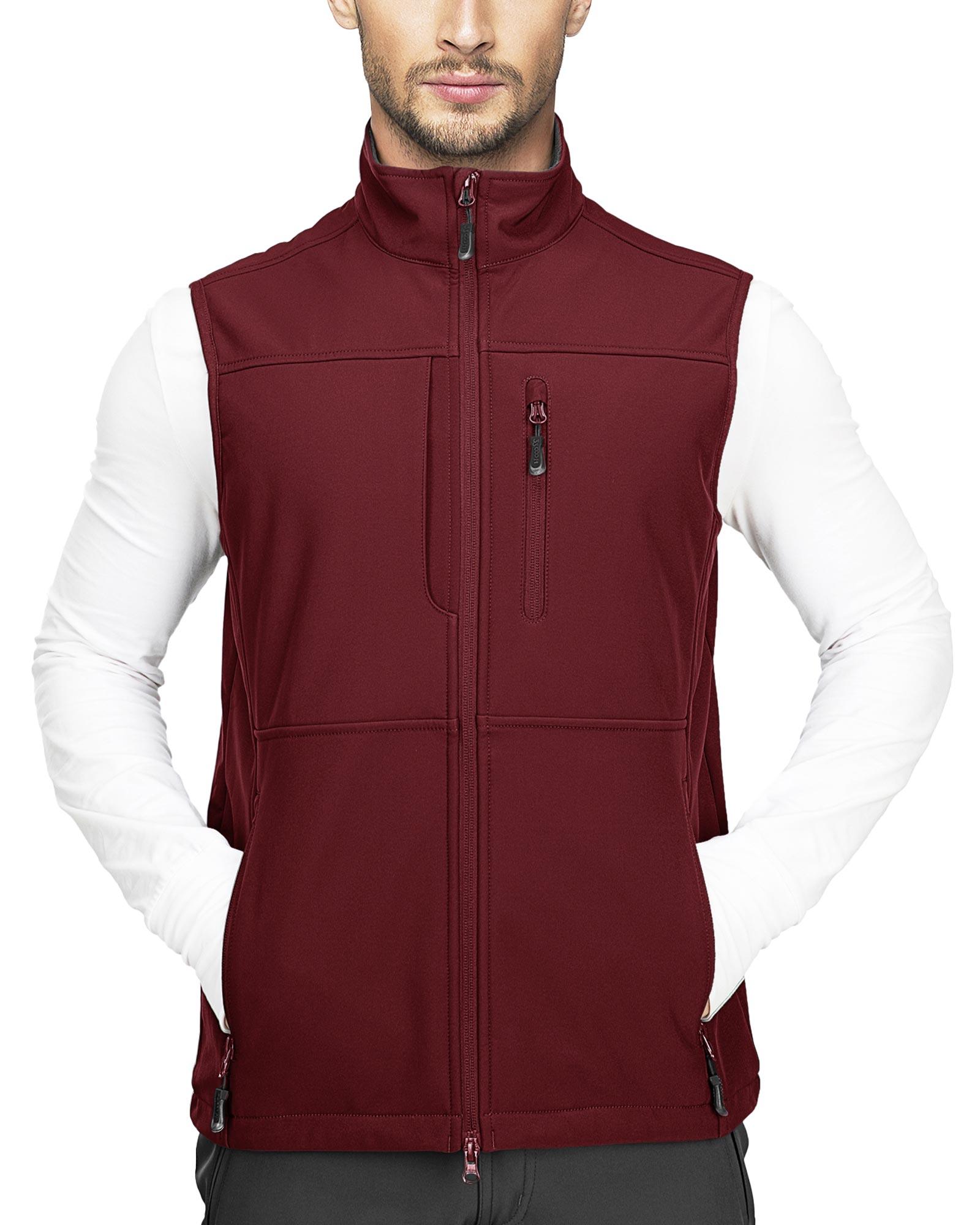 1.2 lbs 8000mm W/P Index Men's Softshell Fleece Lined Vest Outerwear with 7 Pockets - 33,000ft