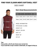 1.2 lbs 8000mm W/P Index Men's Softshell Fleece Lined Vest Outerwear with 7 Pockets - 33,000ft