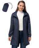 33,000ft Women's Long Rain Jackets with Hood Packable Waterproof Trench Coats Windbreaker