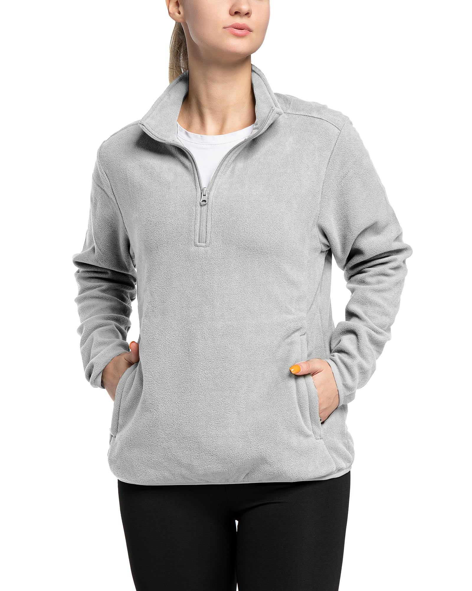 Women's Lightweight Long Sleeve Fleece Pullover Jacket, Quarter Zip To –  33,000ft