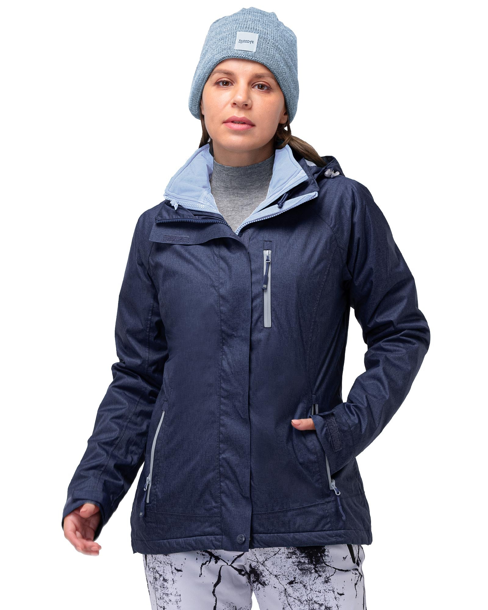 33,000ft Women's Softshell Jacket, Fleece Lined Warm Jacket Light Hooded  Windproof Coat for Outdoor Hiking 