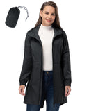 33,000ft Women's Long Rain Jackets with Hood Packable Waterproof Trench Coats Windbreaker