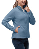 Women's Zip Up Fleece Jacket, Long Sleeve Warm Soft Polar Lightweight Coat with Pockets for Winter