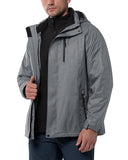 10000mm W/P Index 5000 Level Breathable Men's 3-in-1 Ski Winter Jacket with Fleece Lined Softshell and 10 zipper pockets