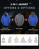 5000 Index 5000 Level Breathable Men's 3 in 1 Ski Jakcets with Fleece Jackets and 8 Multi Pockets