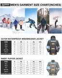 10000mm W/P Index 10000 Level Breathable Men's 3-in-1 Ski Jacket with 5 Pockets