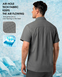 Men's UPF 50+ UV Short Sleeve Hiking Fishing Shirt Quick Dry Cooling PFG Sun Protection Shirt for Travel Safari