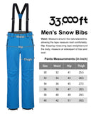 Men's Ski Bibs Waterproof Snow Pants Windproof Snowboarding Overalls Pants with Detachable Suspenders Black