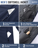Men's Softshell Jacket with Hood Fleece Lined Windbreaker Lightweight Waterproof Jackets for Hiking