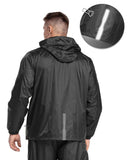1.39 lbs 5000mm W/P Index 3000 Level Breathable Men's Packable Rain Suit with 5 Pockets and Reflective Design