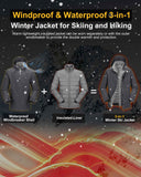 10000mm W/P Index 10000 Level Breathable Men's 3-in-1 Ski Jacket with 5 Pockets