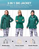 Women’s 3 in 1 Hooded Waterproof Coat Winter Ski Hiking Rain Jacket Softshell Fleece Lined Raincoat Windbreaker