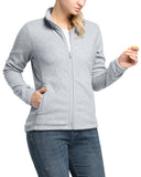 Women's Zip Up Fleece Jacket, Long Sleeve Warm Soft Polar Lightweight Coat with Pockets for Winter