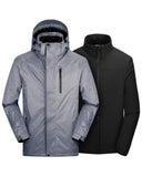 10000mm W/P Index 5000 Level Breathable Men's 3-in-1 Ski Winter Jacket with Fleece Lined Softshell and 10 zipper pockets