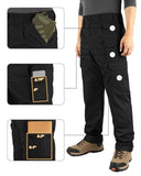 Men's Tactical Pants, Water-Resistant Ripstop Cargo Pants, Lightweight Hiking Work Pants, Outdoor Apparel Black 33,000ft