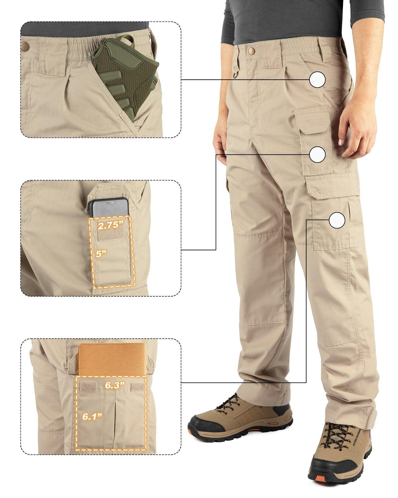 Guide Gear Cargo Pants for Men with Pockets Cotton, Tactical Work Hiking  Military Pants 