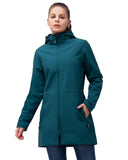 Women's Softshell Long Jacket with Detachable Hood Fleece Lined: 8000mm W/P index 1000 Level Breathable