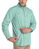 Men's 2 Zip Pockets UPF 50+ Breathable Mesh Lined Vents Adjustable Sleeve Shirt