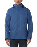 10000mm W/P Index 5000 Level Breathable Men's Stow-away Hood Rain Jacket with 2 Multi Pockets