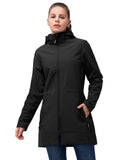 Women's Softshell Long Jacket with Detachable Hood Fleece Lined: 8000mm W/P index 1000 Level Breathable - 33,000ft