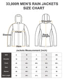 1.34 lbs/10000 mmH2O Index/5000 Level Breathable  Men's Rain Jacket with 2 Multi Pockets 33,000ft
