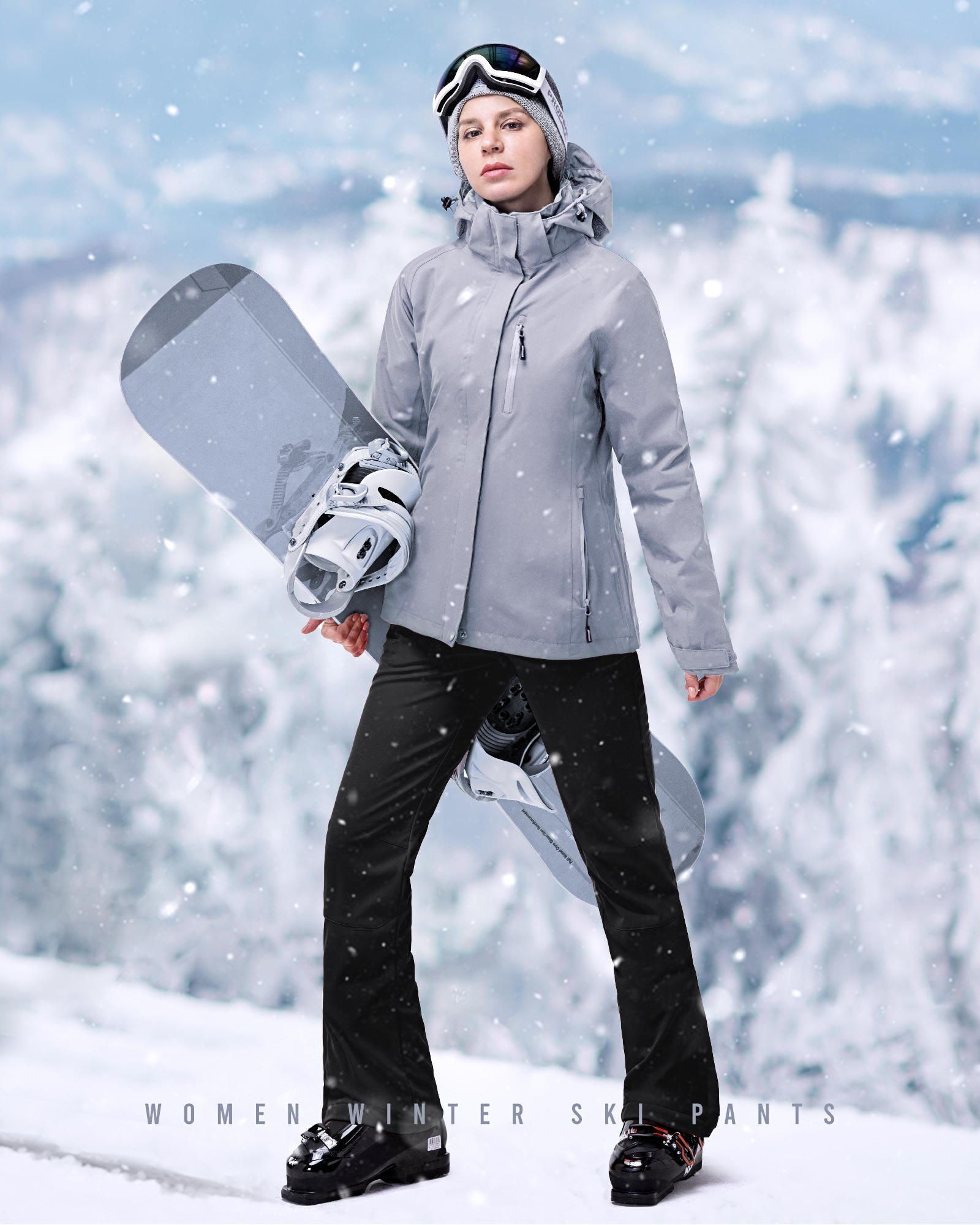Women's Oversize Khaki Color Ski Pants Outdoor Windproof Waterproof Snow  Sports Bibs Trousers Ski Snowboard Pants Cargo Pants