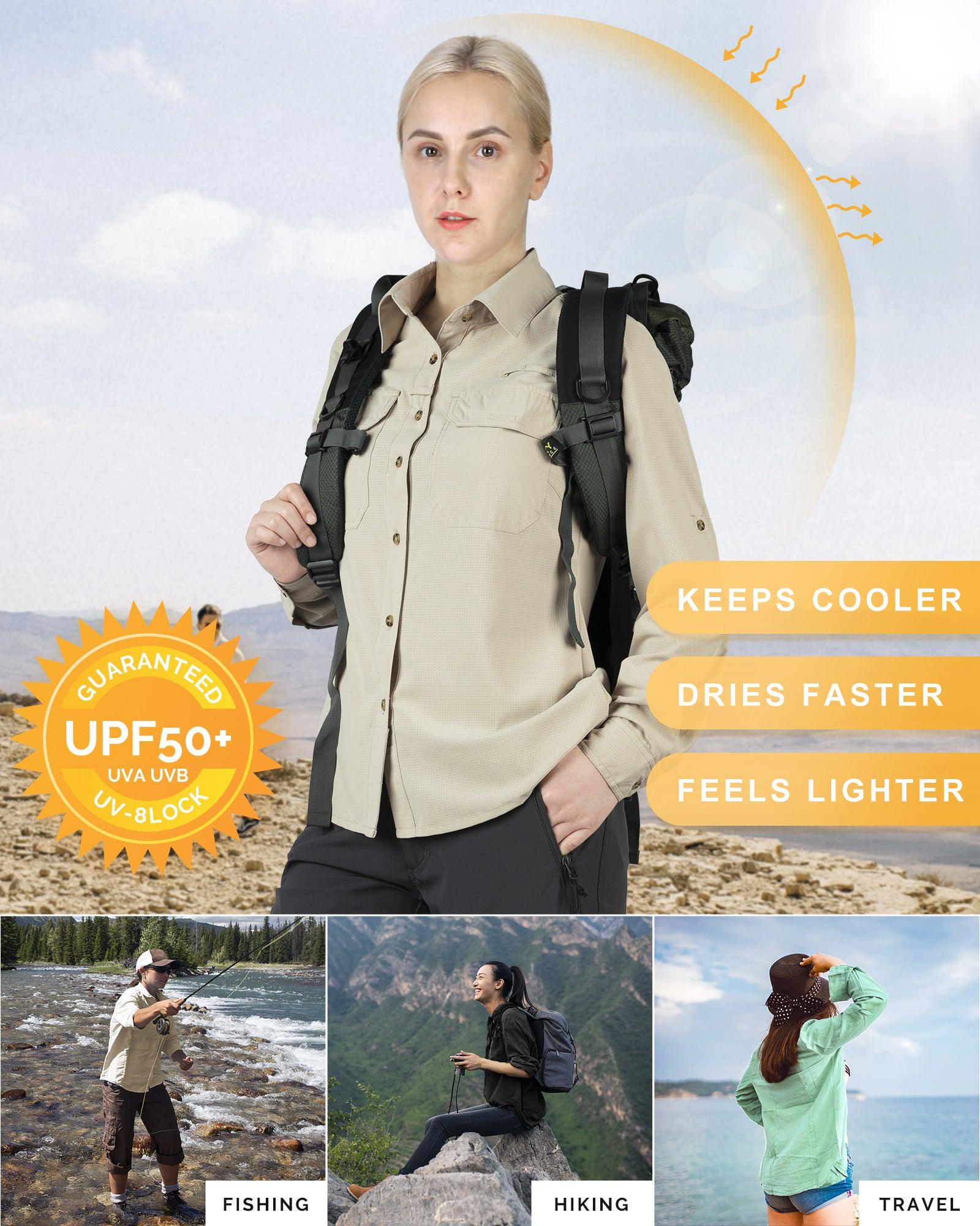 33,000ft Men's Long Sleeve Sun Protection Shirt UPF 50+ UV Quick Dry  Cooling Fishing Shirts for Travel Safari Camping Hiking : :  Clothing