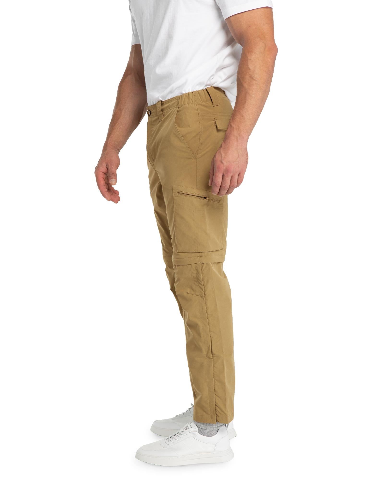 Men's Convertible Hiking Pants Zip Off Quick Dry Cargo Pants - Khaki / 30