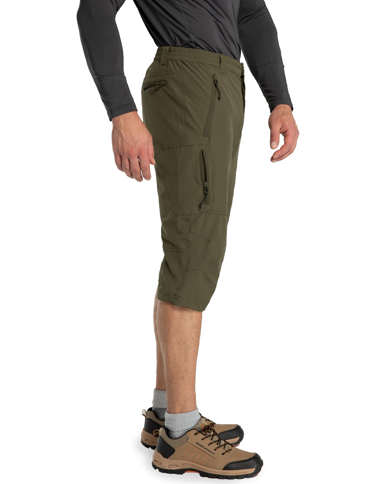 Men Bermuda Cargo Shorts 3/4 Capri Pant Trekking Trouser