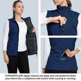 Women's Windproof Vest Outerwear with 6 Pockets/Reoflective Design: 0.77lbs/10000mm Waterproof/10000 Level Breathable 33,000ft