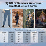 Women's Waterproof Rain Pants Lightweight Breathable Outdoor Golf Over Pants for Hiking Travel Cycling Dark Blue 33,000ft