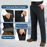 Men's Fleece Lined Snow Pants Warm Winter Waterproof Softshell Insulated Ski Pants for Hiking Snowboard Black 33,000ft