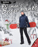 33,000ft Women's Insulated Snow Pants, Waterproof Snowboard Ski Pants with Boot Gaiters Black