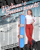 33,000ft Women's Insulated Snow Pants, Waterproof Snowboard Ski Pants with Boot Gaiters Black