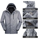 10000 mmH2O Index/5000 Level Breathable Men's 3-in-1 Ski Winter Jacket with Fleece Lined Softshell and 10 zipper pockets 33,000ft