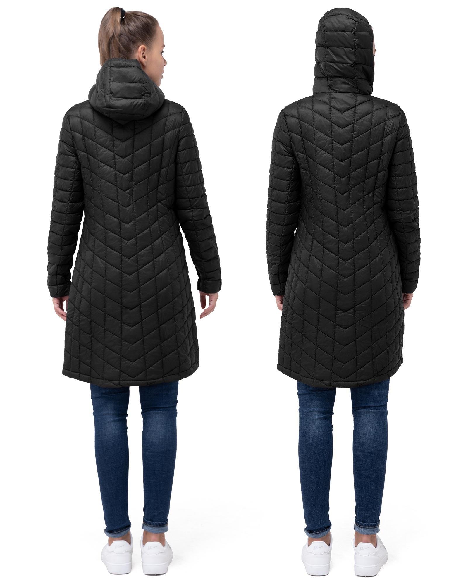Women's Maxi Hooded Puffer Coat in Rainy Day Grey
