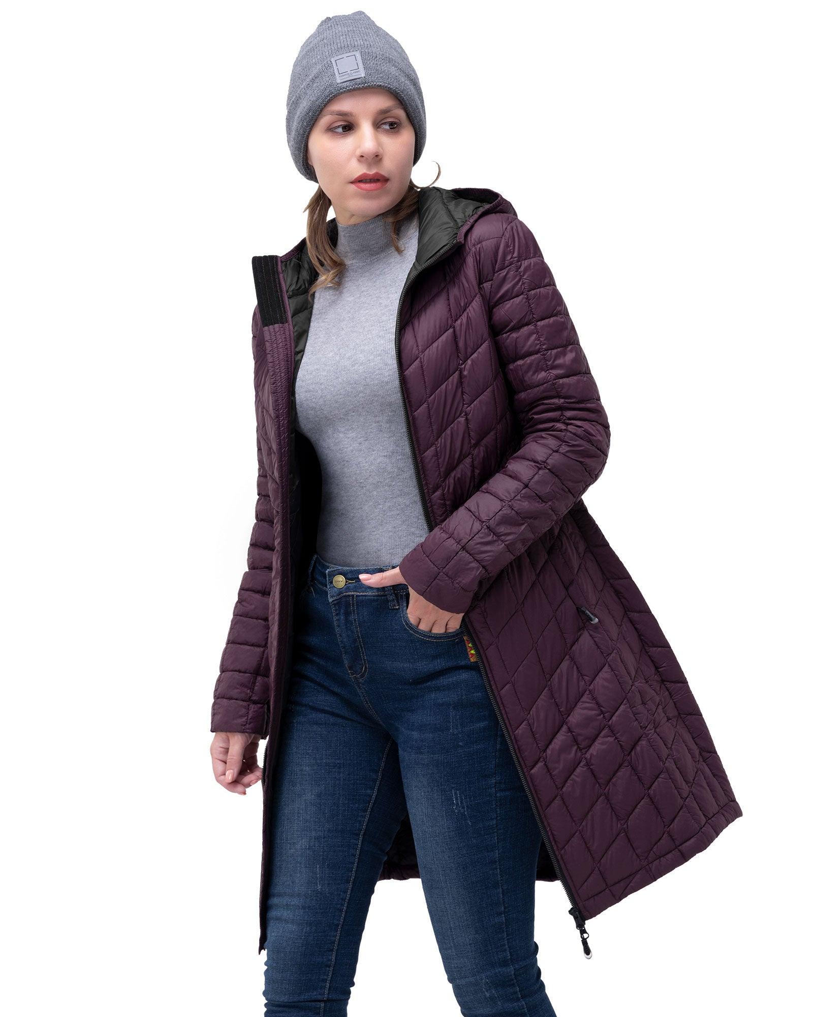 Womens Winter Coat, Long Puffer Jacket, Hooded Down Jacket