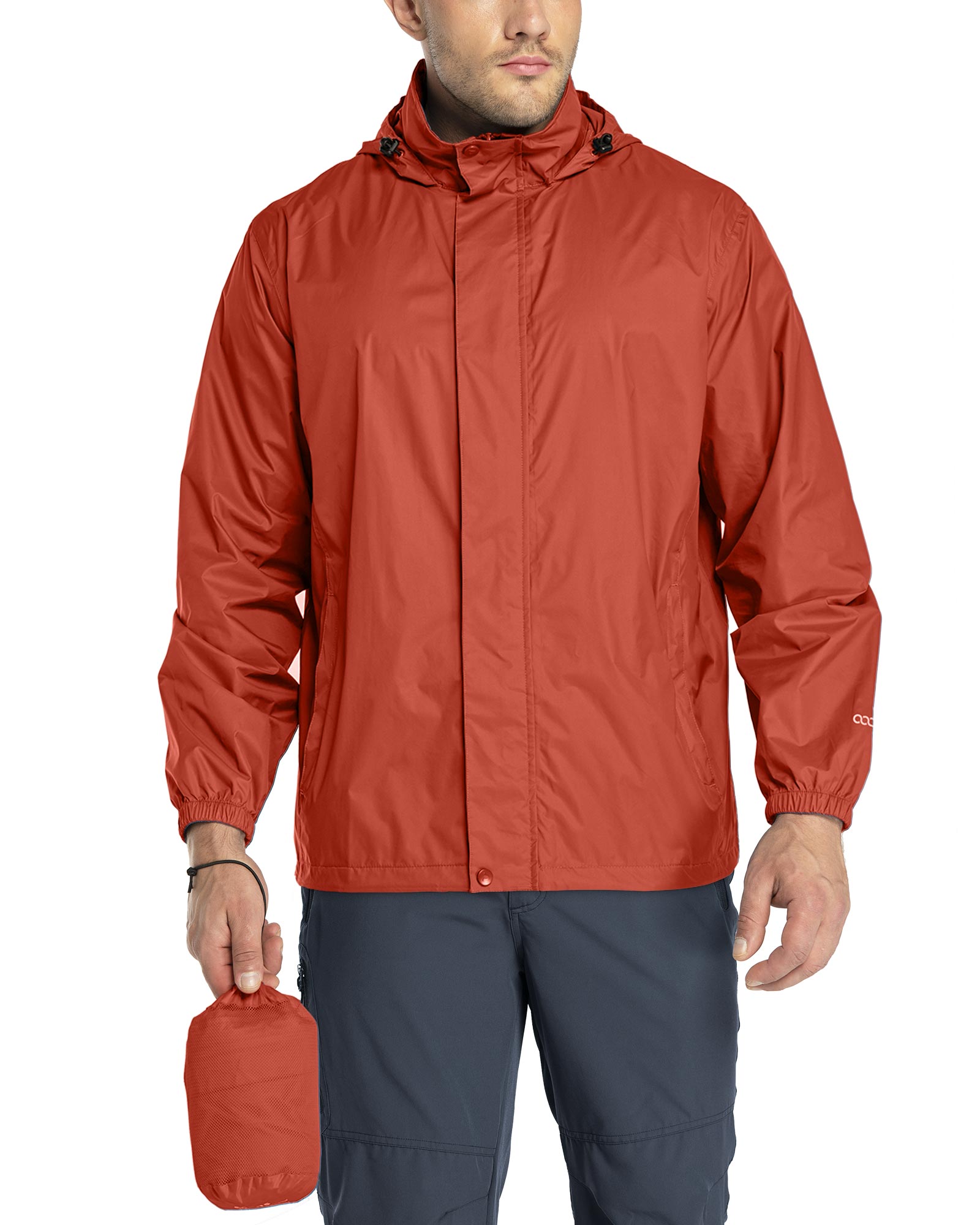 Men's Water Resistant Zip Up Hooded Lightweight Windbreaker Rain Jacket  (Navy Blue,S) 