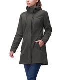 Women's Softshell Long Jacket with Hood Fleece Lined: 8000mm W/P index 1000 Level Breathable - 33,000ft