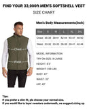 1.2 lbs 8000mm W/P Index Men's Softshell Fleece Lined Vest Outerwear with 7 Pockets - 33,000ft